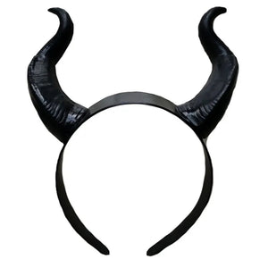 Women Black Queen Witch Demon Horns Headpiece Cosplay Animal Antelope Ox Devil Girl Headdress Halloween Party Costume Headband otakumise