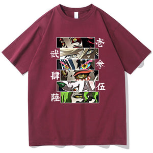 2023 Hot Anime Demon Slayer Upper Moons T-Shirt Anime Harajiku Casual Loose Man Woman T Shirts otakumise