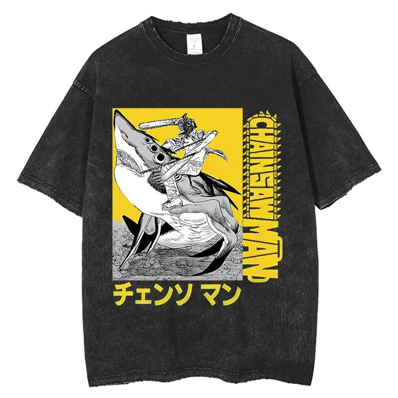 Chainsaw Man Shark Slayer Vintage T-Shirt | Otakumise | Otakumise